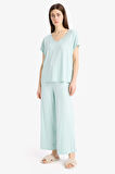 DeFacto Pijama Takımı Viskon Kısa Kollu Üst Esnek Belli Uzun Altı-Fall in Love E0264AX25SPGN1169