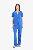 DeFacto Pijama Takımı Kısa Kollu Üst Esnek Belli Uzun Altı-Fall in Love E7622AX25SPBE46