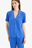 DeFacto Pijama Takımı Kısa Kollu Üst Esnek Belli Uzun Alt-Fall in Love E7622AX25SPBE46