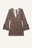 Regular Fit Leopar Desenli Tül Plaj Elbisesi-Fall in Love
