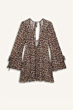 Regular Fit Leopar Desenli Tül Plaj Elbisesi-Fall in Love