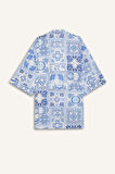 Regular Fit Desenli Kuşaklı Pamuklu Kimono-Fall in Love
