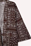 Regular Fit Desenli Kuşaklı Pamuklu Kimono-Fall in Love