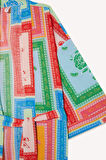 Regular Fit Desenli Kuşaklı Pamuklu Kimono-Fall in Love