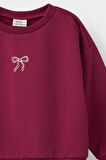 Kız Bebek Bisiklet Yaka İçi Yumuşak Tüylü Baskılı Sweatshirt
