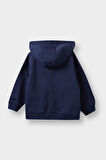 Erkek Bebek Kapüşonlu Basic Düz İçi Yumuşak Tüylü Fermuarlı Sweatshirt 