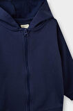 Erkek Bebek Kapüşonlu Basic Düz İçi Yumuşak Tüylü Fermuarlı Sweatshirt 