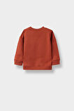 Erkek Bebek Bisiklet Yaka Basic Düz Sweatshirt