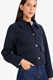 Regular Fit Polo Yaka Düğmeli Kaşe Mont