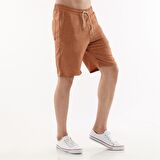 Erkek Sentetik Keten Yüksek Bel Lastikli Bol Kesim Şort C348