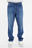 Erkek Yüksek Bel Bol Kesim Baggy Loose Fit Jean Pantolon-C352