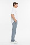 Erkek Pileli Yüksek Bel Bol Kesim Baggy Loose Fit Jean Pantolon-C354