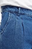 Erkek Pileli Yüksek Bel Bol Kesim Baggy Loose Fit Jean Pantolon-C354