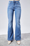 CEDY DENIM Yüksek Kalite Kadın 5 Cep Düşük Bel İspanyol Paça SkinnyFit Esnek Jean Pantolon C619