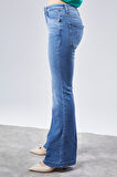 CEDY DENIM Yüksek Kalite Kadın 5 Cep Düşük Bel İspanyol Paça SkinnyFit Esnek Jean Pantolon C619