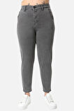 Mom Fit Jean Büyük Beden Yüksek Bel Carrot Kesim Dar Paça Pileli Esnek Kot Pantolon C600