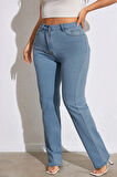 CEDY DENIM - Kadın Büyük Benden Boru Paça Yüksek Bel Regular Fit Likralı Pantolon  C626
