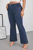 CEDY DENIM - Kadın Siyah Büyük Beden İspanyol Paça Yüksek Bel Skinny Fit Likralı Pantolon  C628