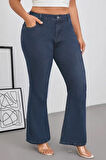 CEDY DENIM - Kadın Siyah Büyük Beden İspanyol Paça Yüksek Bel Skinny Fit Likralı Pantolon  C628