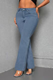 CEDY DENIM - Kadın Siyah Büyük Beden İspanyol Paça Yüksek Bel Skinny Fit Likralı Pantolon  C628