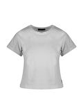 Bisiklet Yaka Basic T-Shirt - Açık Gri Melanj