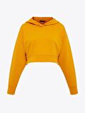 Kapüşonlu Kısa Sweatshirt - Turuncu