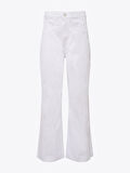 Paçaları Yırtmaçlı Yüksek Bel Wide Leg Beyaz Jean - Beyaz