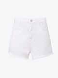 Yırtık Detaylı Jean Şort - Beyaz