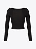 Cut Out Detaylı Uzun Kollu Body - Siyah