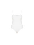 İp Askılı Degaje Yaka Bodysuit - Ekru