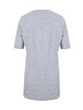 V Yaka Önü Arkası Uzun Basic T-shirt - Gri Melanj