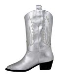 Gümüş Desenli Deri Çizme - Silver