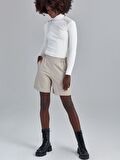 Kırçıllı Dokuma Şort - Bej