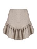 Kırçıllı Dokuma Mini Etek - Bej