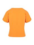 Bisiklet Yaka Basic T-Shirt - Turuncu
