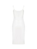 Spagetti Askılı Saten Midi Elbise - Ekru