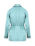 Anvelop Kapama Saten Pijama Ceket - Mint Yeşil
