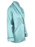 Anvelop Kapama Saten Pijama Ceket - Mint Yeşil