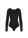 Sırtı İp Çapraz Geçiş Detaylı Çıtçıtlı Body - Siyah