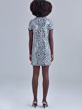Leopar Payetli Polo Yaka Mini Elbise - Leopar Desenli