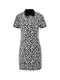 Leopar Payetli Polo Yaka Mini Elbise - Leopar Desenli