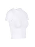 Bisiklet Yaka Basic Crop T-Shirt - Beyaz