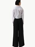 Geniş Paça Krep Pantolon - Siyah
