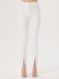 Paçası Yırtmaç Detaylı Skinny Pantolon - Beyaz