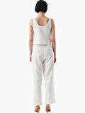 Önü Pileli Dökümlü Şık Pantolon - Ekru