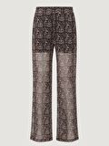 Beli Lastikli Salaş Dökümlü Pantolon - Leopar Desenli
