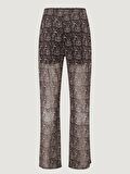 Beli Lastikli Salaş Dökümlü Pantolon - Leopar Desenli