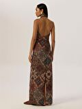 Önü Dekolteli Boyundan Askılı Uzun Elbise - Bohemian Desenli