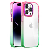 Buff iPhone 14 Pro Max Air Bumper Rainbow Kılıf Pink Green