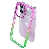 Buff iPhone 14 Plus Air Bumper Rainbow Kılıf Pink Green